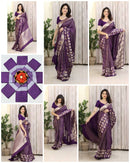 Purple Banarasi Silk Saree with Heart Motif and Silver Zari Border