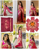 Rani Pink Banarasi Silk Saree with Gold Zari Floral Weaving
