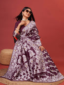 Sonorous Wine Cotton Silk Saree