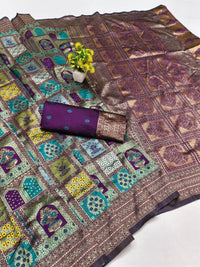 Traditional Art Silk Wine Saree with Zari Woven Pallu & Blouse Piece