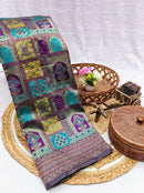 Traditional Art Silk Wine Saree with Zari Woven Pallu & Blouse Piece