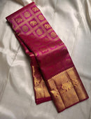 Royal Magenta Kanjivaram Silk Saree with Elephant & Mandala Zari Butta