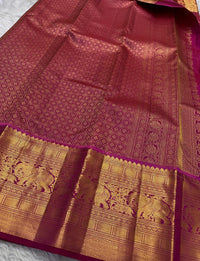 Royal Magenta Kanjivaram Silk Saree with Elephant & Mandala Zari Butta