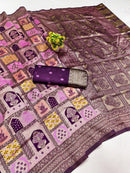 Royal Purple Art Silk Patola Saree with Rich Zari Pallu & Blouse Piece
