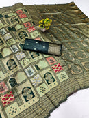 Elegant Mehendi Green Art Silk Patola Saree with Antique Zari Pallu