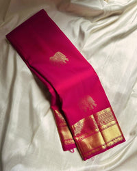 Rani Pink Banarasi Silk Saree with Gold Zari Elephant Motif & Rich Traditional Border