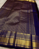 Royal Blue Banarasi Silk Saree with Gold Zari Elephant Motifs & Traditional Woven Border