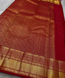 Classic Red Banarasi Silk Saree with Gold Zari Elephant Motif & Grand Traditional Border