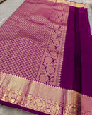 Royal Purple Banarasi Silk Saree with Gold Zari Floral Motif & Elegant Traditional Border
