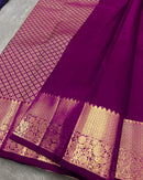 Royal Purple Banarasi Silk Saree with Gold Zari Floral Motif & Elegant Traditional Border