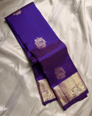 Royal Violet Banarasi Silk Saree with Gold Zari Floral Motif & Elegant Traditional Border