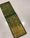 Bottle Green Banarasi Silk Saree with Rich Gold Zari Floral Weaving