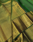 Bottle Green Banarasi Silk Saree with Rich Gold Zari Floral Weaving