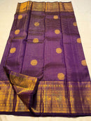 Regal Amethyst Purple Premium Luxury Banarasi Silk Saree with Grand Antique Gold Zari Border