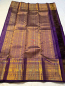 Regal Amethyst Purple Premium Luxury Banarasi Silk Saree with Grand Antique Gold Zari Border