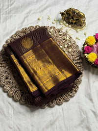 Maroon Premium Luxury Banarasi Silk Saree with Grand Antique Gold Zari Pallu