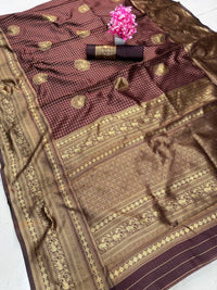 Maroon Premium Luxury Banarasi Silk Saree with Grand Antique Gold Zari Pallu