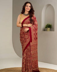Regal Vermilion Mal Mal Silk Saree with Intricate Heritage Zari Motifs