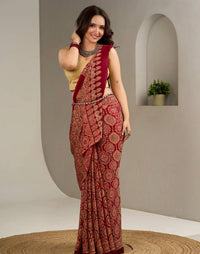 Regal Vermilion Mal Mal Silk Saree with Intricate Heritage Zari Motifs