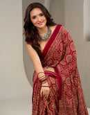 Regal Vermilion Mal Mal Silk Saree with Intricate Heritage Zari Motifs