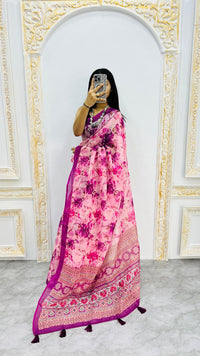 Blush Petal Bloom Cotton Silk Saree with Romantic Floral Elegance