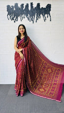 Royal Maroon Designer Saree with Intricate Heritage Tribal Print