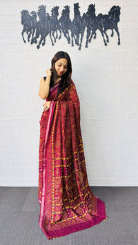 Royal Maroon Designer Saree with Intricate Heritage Tribal Print