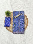 Stylish Navy Blue Zigzag Print Designer Saree with Elegant Lace Border