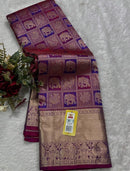 Royal Wine Purple Banarasi Silk Saree with Grand Paisley Zari Pallu & Elephant Motif Border | Bridal & Wedding Wear