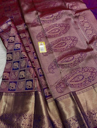 Royal Wine Purple Banarasi Silk Saree with Grand Paisley Zari Pallu & Elephant Motif Border | Bridal & Wedding Wear