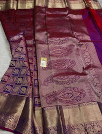 Royal Wine Purple Banarasi Silk Saree with Grand Paisley Zari Pallu & Elephant Motif Border | Bridal & Wedding Wear