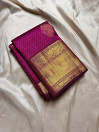 Royal Magenta Purple Banarasi Silk Saree with Grand Gold Zari Elephant Border | Premium Bridal & Wedding Wear
