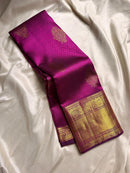 Royal Magenta Purple Banarasi Silk Saree with Grand Gold Zari Elephant Border | Premium Bridal & Wedding Wear