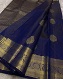 Royal Navy Blue Banarasi Silk Saree with Classic Gold Zari Butti & Rich Border | Elegant Wedding & Festive Wear