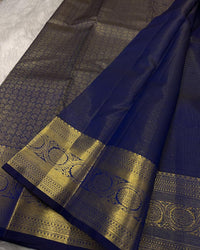 Royal Navy Blue Banarasi Silk Saree with Classic Gold Zari Butti & Rich Border | Elegant Wedding & Festive Wear