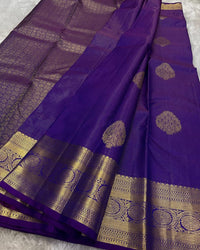 Royal Purple Banarasi Silk Saree with Classic Gold Zari Butti & Grand Border | Premium Wedding & Festive Wear