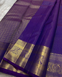 Royal Purple Banarasi Silk Saree with Classic Gold Zari Butti & Grand Border | Premium Wedding & Festive Wear