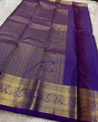 Royal Purple Banarasi Silk Saree with Classic Gold Zari Butti & Grand Border | Premium Wedding & Festive Wear