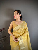 Golden Yellow Silk Saree with Elegant Self Zari Weaving & Classic Rich Pallu | Premium Festive & Wedding Wear
