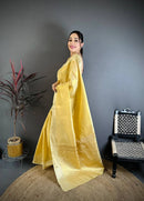 Golden Yellow Silk Saree with Elegant Self Zari Weaving & Classic Rich Pallu | Premium Festive & Wedding Wear