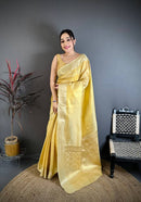 Golden Yellow Silk Saree with Elegant Self Zari Weaving & Classic Rich Pallu | Premium Festive & Wedding Wear