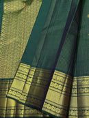 Premium Peacock Green Kanjivaram Silk Saree with Rich Gold Zari Border & Peacock Motifs