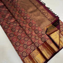 Royal Wine Banarasi Silk Saree with Intricate Gold Zari Floral Weaving & Grand Border