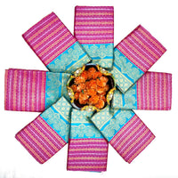 Royal Magenta Banarasi Silk Saree with Sky Blue Contrast Border & Rich Gold Zari Weaving