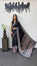 Classic Black Soft Silk Saree with Heavy Ethnic Designer Pallu