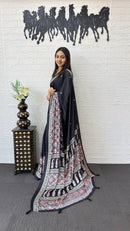 Classic Black Soft Silk Saree with Heavy Ethnic Designer Pallu