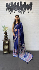 Royal Blue Soft Silk Saree with Heavy Ethnic Designer Pallu