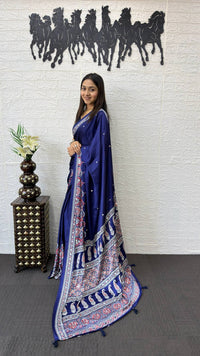 Royal Blue Soft Silk Saree with Heavy Ethnic Designer Pallu