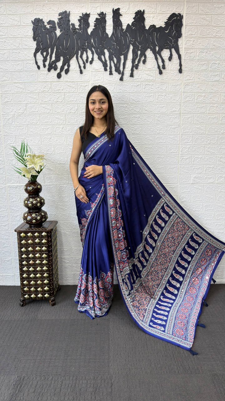 Royal Blue Soft Silk Saree with Heavy Ethnic Designer Pallu