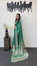 Emerald Green Soft Silk Saree with Heavy Ethnic Designer Pallu